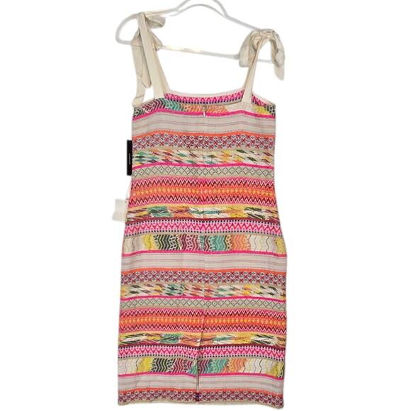 Lulus Tropical Dream Cream Multi Embroidered Beaded Tie Strap Midi Dress M NEW - Picture 3 of 13